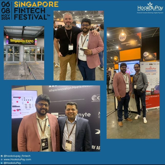 HookoluPay representatives interacting with international delegates, showcasing India's fintech potential at the global event.